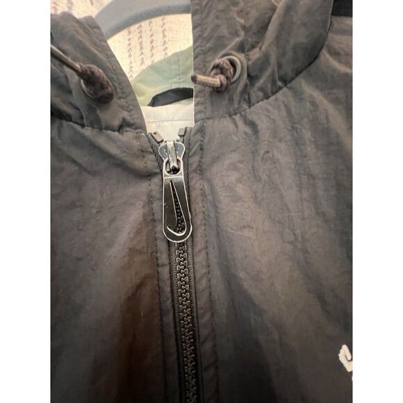 Vintage Nike Jacket Big Logo Hooded Bomber Puffer Coat 90s Black White Sz L - Picture 3 of 14